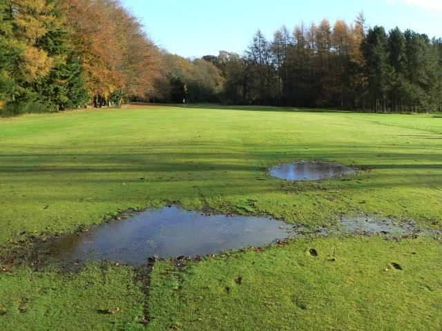 Flooded fairway On Camperdown golf course.