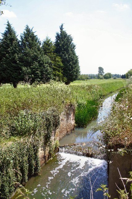 Old lock on River Lark. Site of a former lock on the River Lark at Fornham St Genevieve.