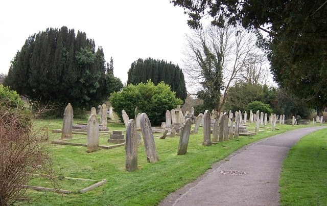 Wonky Gravestones-Titchfield Churchyard There is a warning notice about the state of the memorials in the cemetery. Most of them look ready to topple.