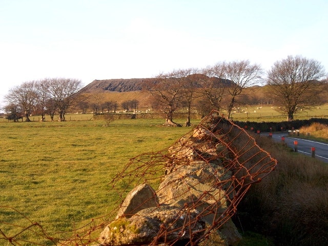 The stone dust pile Gelligaer Quarry. Gelligaer quarry is a Pennant sandstone quarry on Gelligaer common.