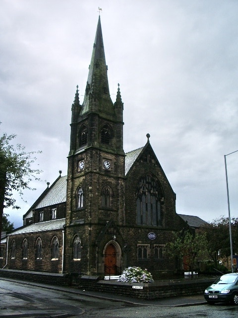 Stand United Reformed Church, Stand Lane, Chapel Field, Radcliffe, Greater Manchester, seen from the east