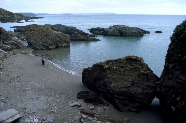 Row Cove, looking east. The first beach accessed from the path down from Stoke Cross