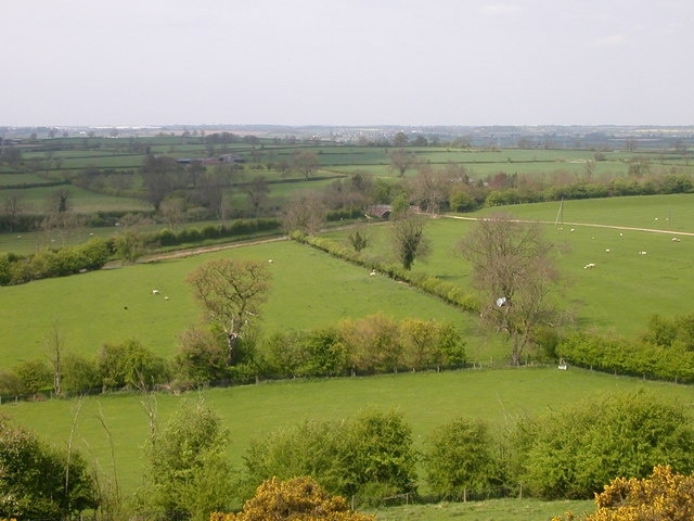 Crick-Crack's Hill Looking north west from the top of the hill towards the canal bridge and the road to Crackshill Farm.