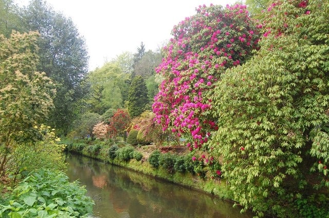 The Secret Garden, Quarry Bank Mill The so-called Secret Garden surrounded the mill-owner's house, next to Quarry Bank Mill. The River Bollin is seen in the foreground.