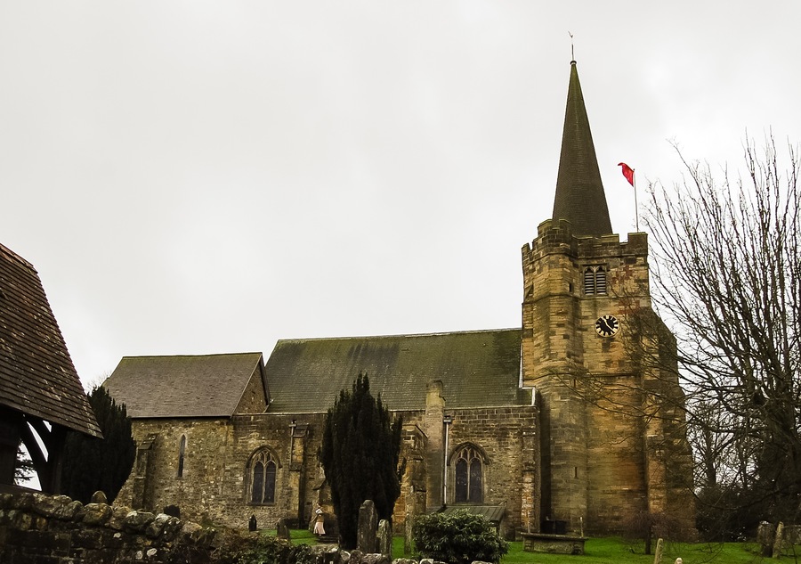 The Church dates from 1060 with a 12th/13th C. nave, and north aisle from 1250 - south aisle is 14th C. The chancel is 12/13th C. and may have had an apse, sedilia and piscina on south side of sanctuary are 13th C. The tower was added in the 15th C. The original timber framed spire was destroyed in the Great Storm of 1987 and was replaced with a steel framed version with chestnut shingles at 165 feet. The font is Norman and was lost for years until found nearby being used as a cattle trough! St Denys' church is well known for its wall paintings which date from 13th C. onwards. They were covered over and only discovered in 1893. There is an impressive 15th C. doom painting with Christ seated on a rainbow with the virgin Mary and St John. The Neville chapel is in the north east corner of the church, named after the Neville branch of the Abergavenny family who were Lords of the Manor from 1450. The church is a Grade I listed building.