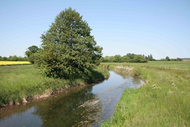 The river Maun nr Eel pie farm Looking towards Rockley the river is nice and clear and very inviting on this hot summers day.