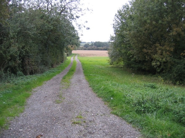 View from Campton Road, Meppershall, Beds.  the end of Meppershall Airfield's grass runway is on the right.