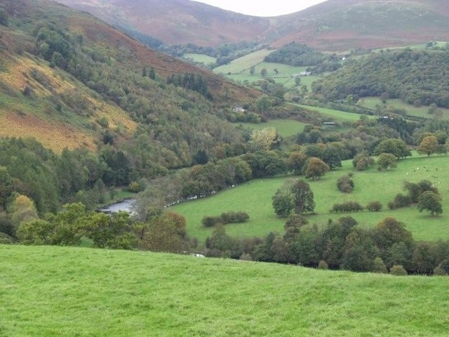 Afon Dyfrdwy from Hafod-rhisg From a field near Hafod-rhisg you get a great view down into the river valley.