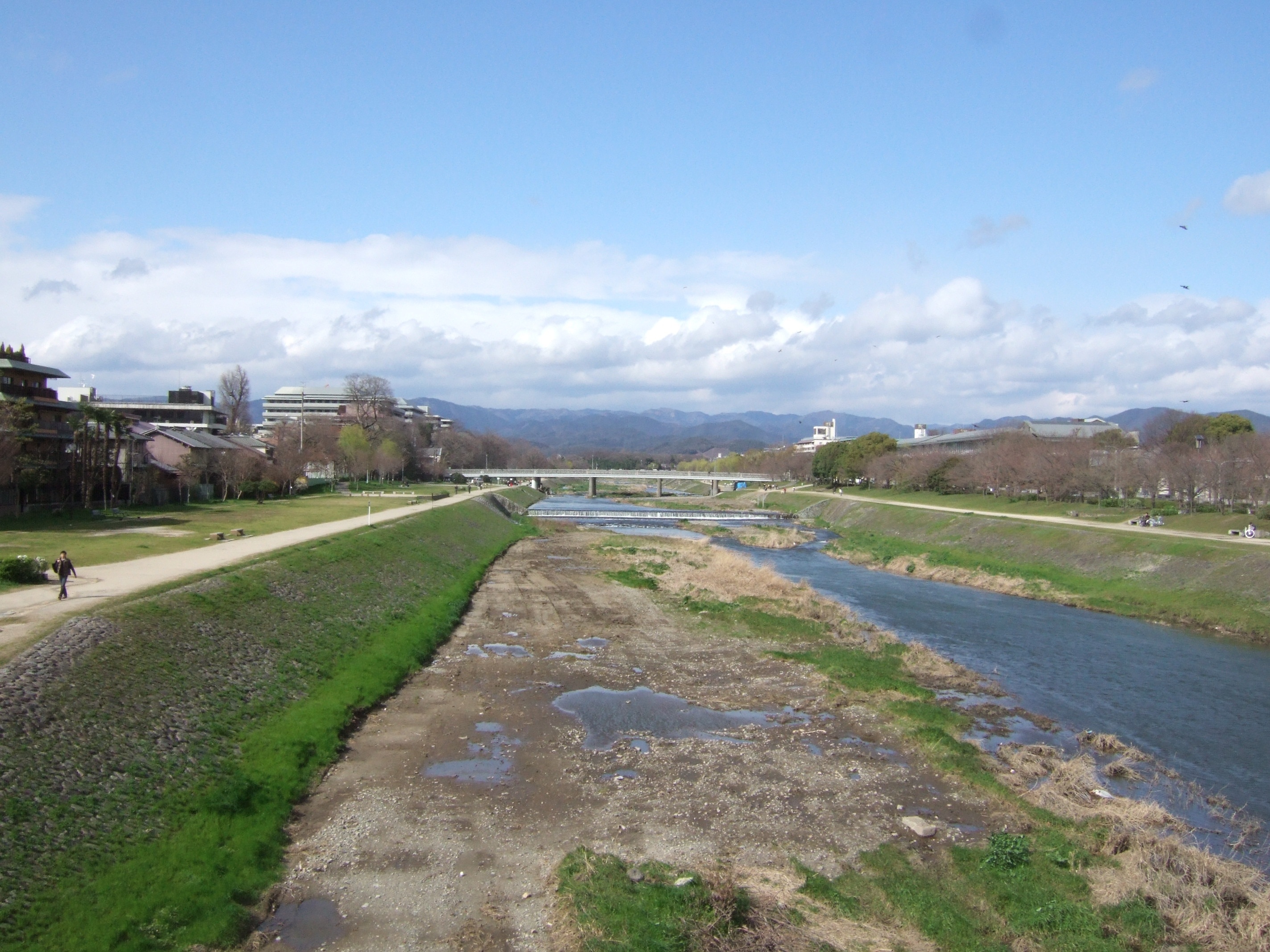View of Kamo River from Marutamachi bridge.