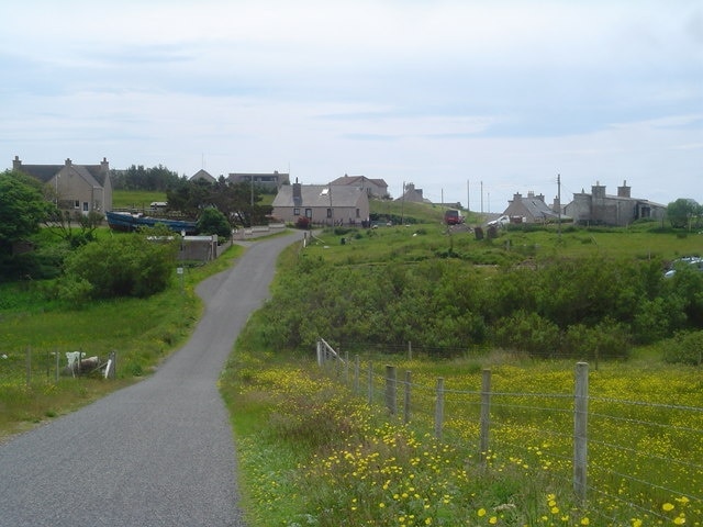 Inner Coll. The single track road which winds through the villages of Inner Coll and Vatisker.