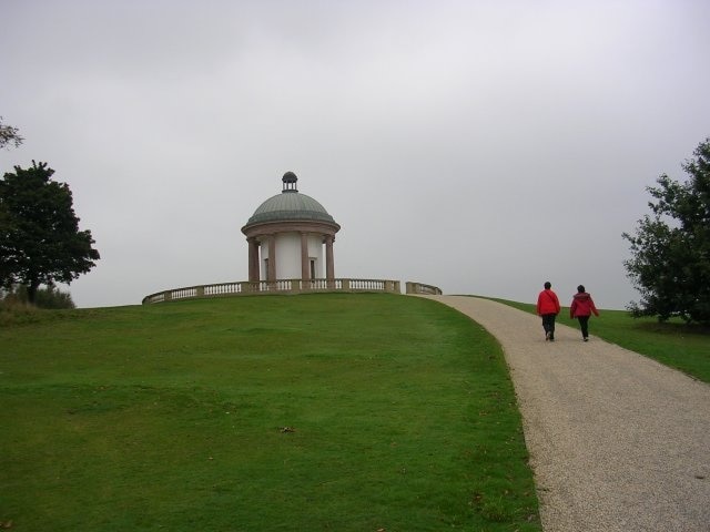 The Temple. Built as an eye-catching feature the Temple commands stunning views of Heaton Park and the surrounding region. It may have been used as an observatory by the first owner of Heaton Hall, Sir Thomas Egerton (c1772). SD83490451.