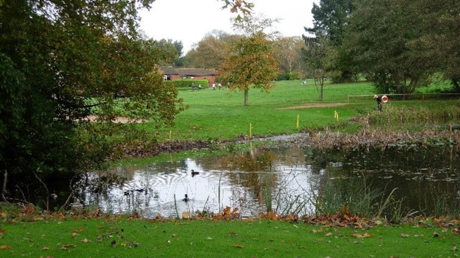 Photo "Golf course pond. Nice bit of habitat, golf course adds to the list of urban fringe land uses" by Hugh Venables (Creative Commons Attribution-Share Alike 2.0) / Cropped from original