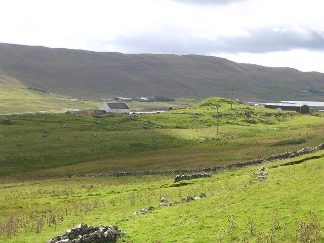 View across Heglibister to Huxter and the Hill of Huxter