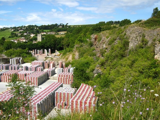 Old quarry near Bleadon Now used as a brick storage yard.