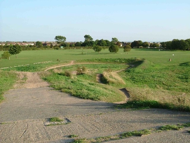 BMX at Bretons. This is a BMX cycle track on the Bretons Outdoor Activity Centre. It was a Community Programme Project by Havering Council and was completed in 1985