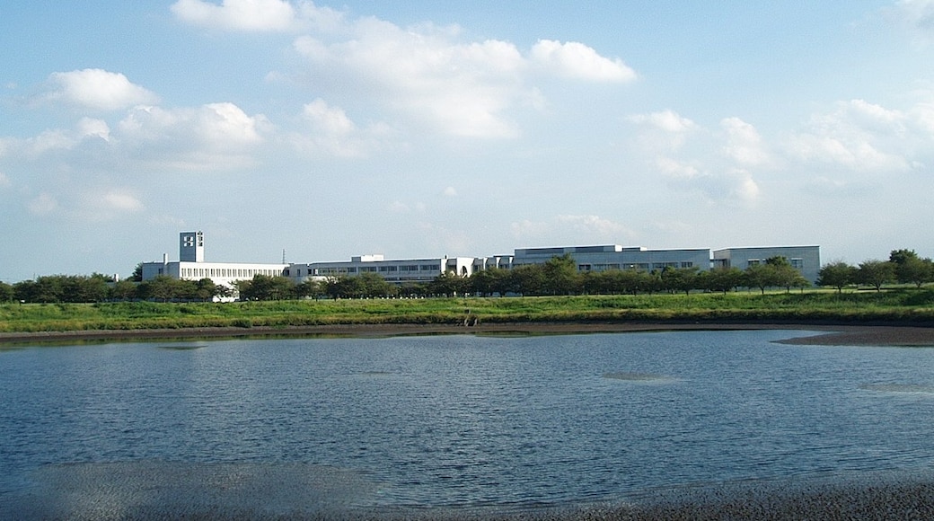 Toyo University Itakura Campus, located in Itakura Town, Gunma Prefecture, Japan, viewed from the north (Izumino Park)