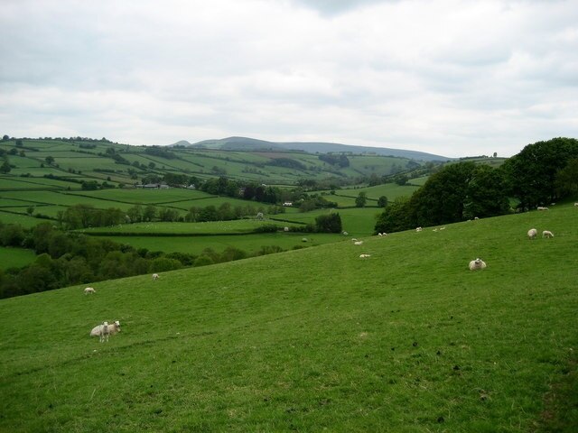 View over the Lugg Valley Countryside to the west taken while ascending on the Offa's Dyke National Trail onto Furrow Hill.