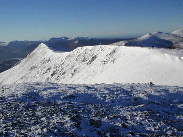 View of Knowe Crags from Halls Top. At 804m Knowe Crags is the westernmost summit of the Blencathra ridge.