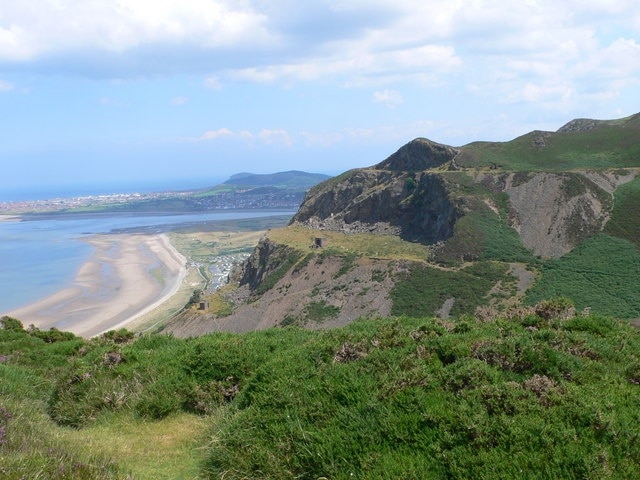 Conwy Stone Quarry from Conwy Mountain Beyond the quarry is the Conwy Estuary and Deganwy.