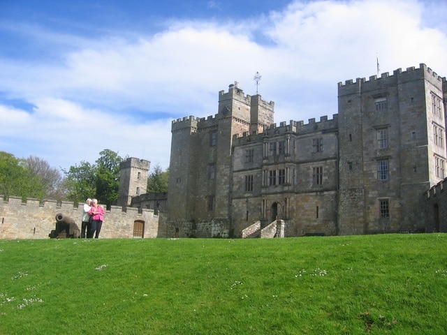 Chillingham Castle, Northumberland. A view of the front of the castle, looking roughly north.