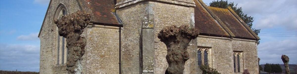 Photo "Church of England parish church of St Andrew, Todber, Dorset: view from the southwest" by Trish Steel (Creative Commons Attribution-Share Alike 2.0) / Cropped from original
