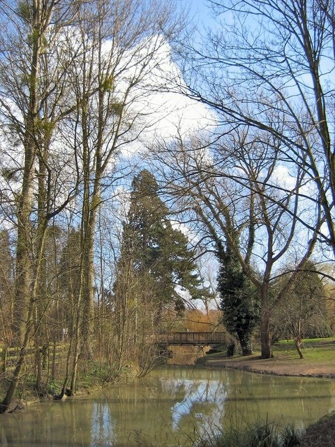 Barnwood Park View of bridge crossing over from the formal park to the local Nature Reserve.