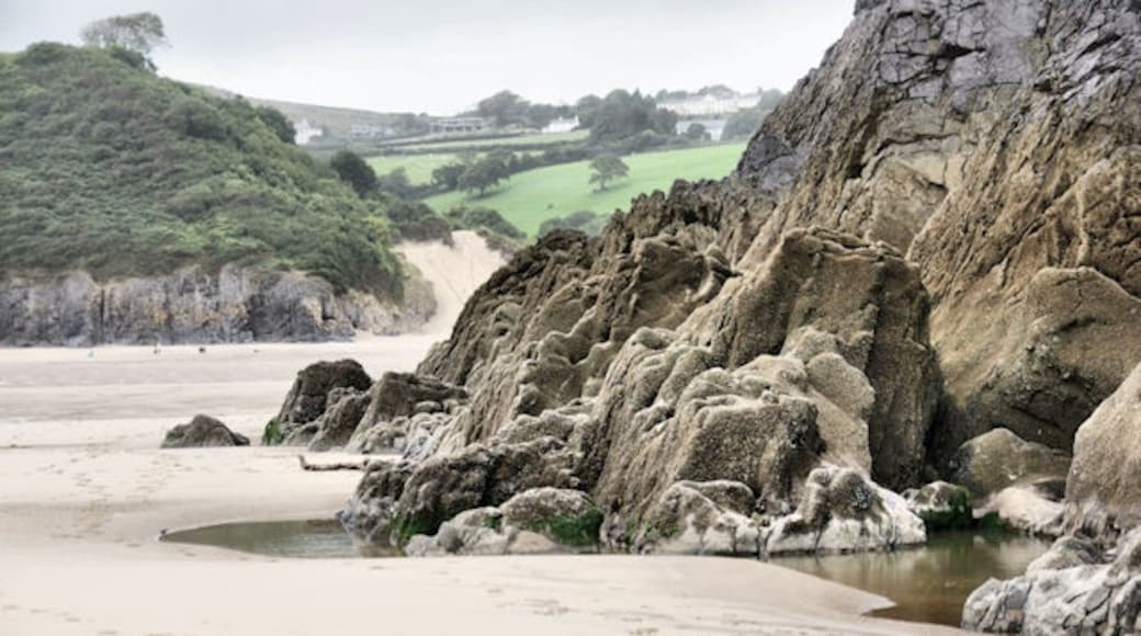Photo "Three Cliffs Bay Beach" by Pierre Terre (CC BY-SA) / Cropped from original