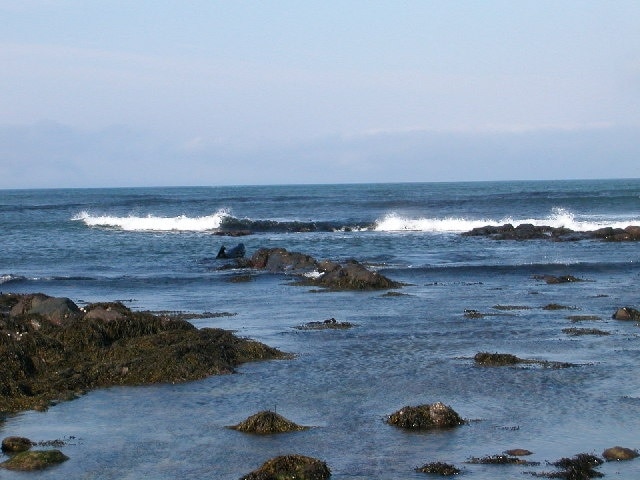 Breaking waves near to Putechan Lodge, Kintyre.