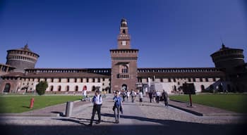 Sforza Castle viewed by the north-western side of Piazza delle Armi, the main courtyard