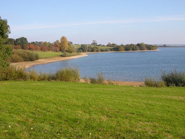 Draycote Water-Biggin Bay Looking from the west side of Biggin Bay. The wooded Headland in the distance is Lin Croft and is in SP4670.