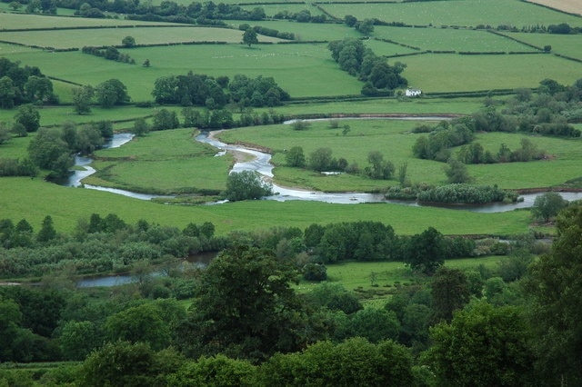 The River Usk The meanderings of the River Usk near Scethrog, viewed from the Usk Valley Walk.