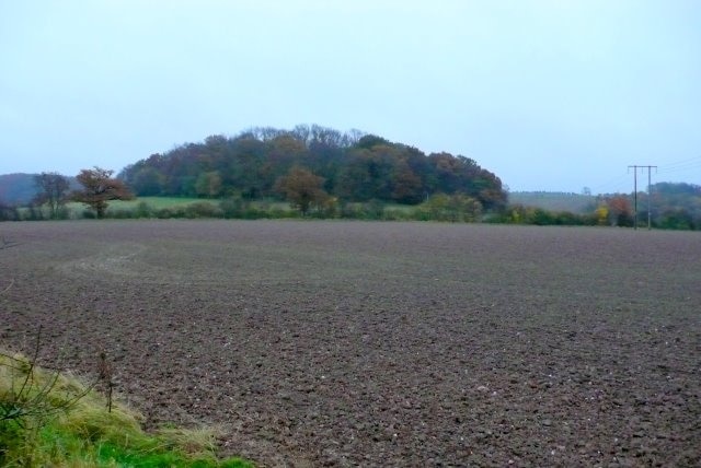 Ploughed Field and The Night Cap View across a ploughed field just off the A46 towards a wooded hill known locally as the Night Cap. It is just south east of Alcester and close to the village of Haselor.