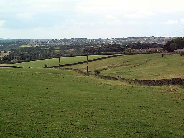 Green belt near Priesthorpe. Looking westwards towards Farsley. This is part of the narrow green corridor between Leeds and Bradford.