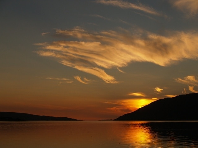 Sunset from Dundonnell. Looking up Little Loch Broom