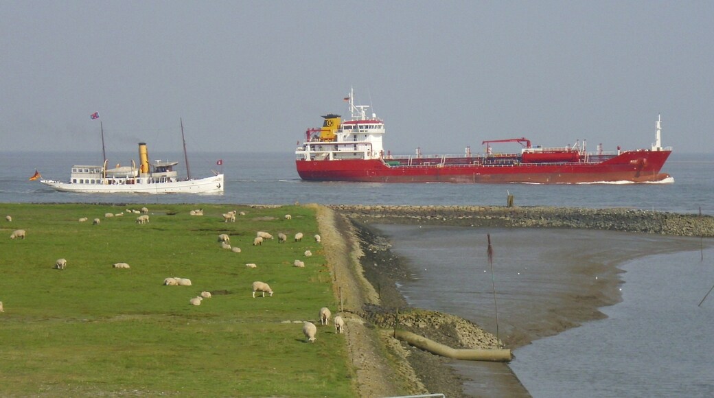 The oil/chemical tanker Nosi inbound on the Elbe river near Cuxhaven-Altenbruch
