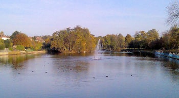 Raphael Park Lake from Main Road, Romford.