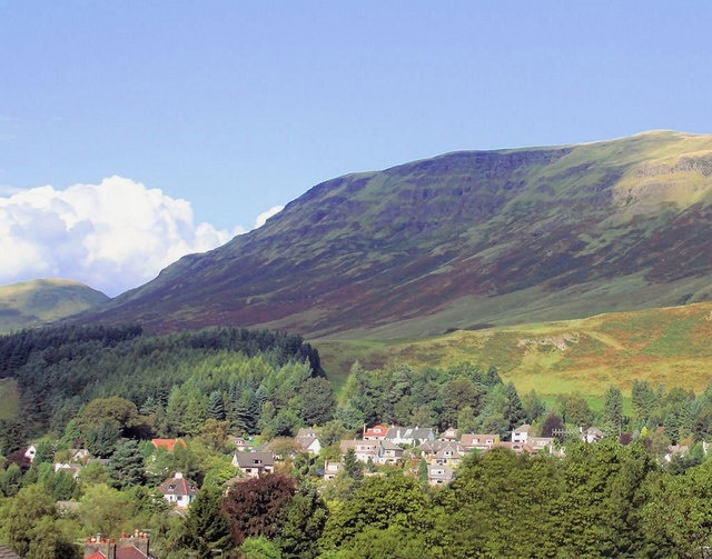 Blanefield The village of Blanefield with the Campsie fells in the background.