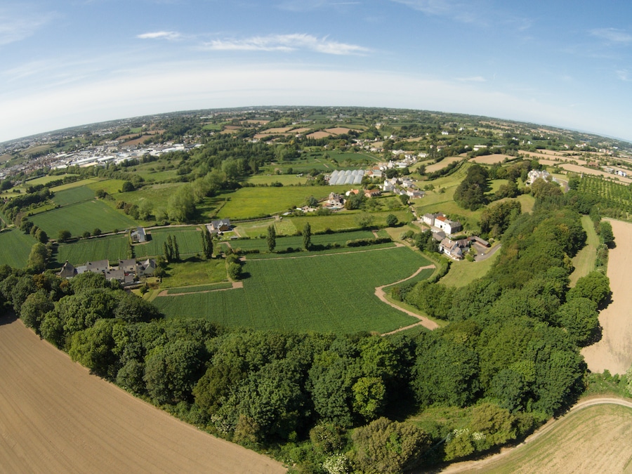 Aerial view of Le Mont Ubé looking towards St Saviour in Jersey.