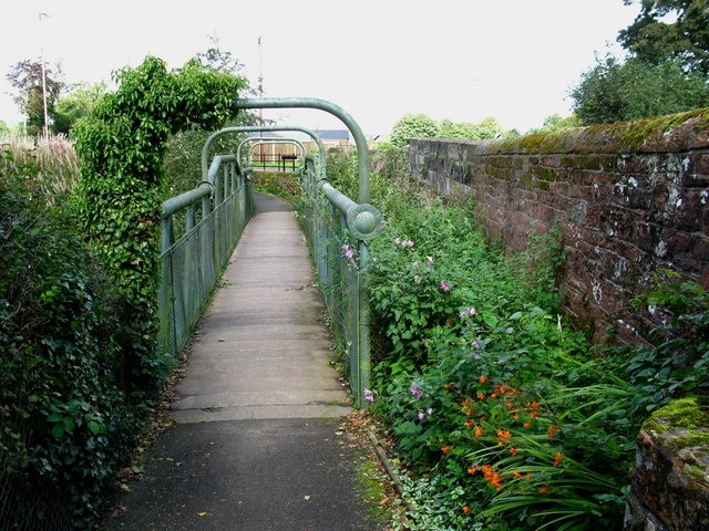 Wetheral Footbridge Footbridge over the rail tracks near Wetheral Station made by Tubewrights Ltd, Newport, Monmouthshire.