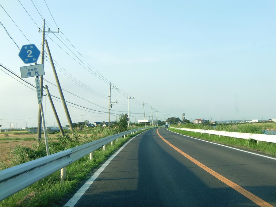 The Ibaraki Prefectural Road Route 2 (Mito-Hokota-Sawara Line) in Nishishiro, Inashiki City