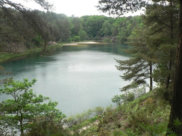 Furzebrook: Blue Pool Blue Pool is a remnant of a Purbeck clay pit which was in use from the 16th to 19th centuries and survives only because the prospectors couldn't be bothered to fill in what they left behind.