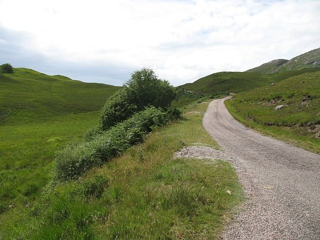 Kingairloch road B8043, a single track road which runs between the hills and sea towards Kingairloch.