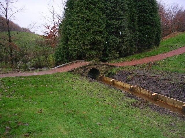 River Irk. Here, a few metres from its source, the Irk crosses Crompton and Royton Golf Course and its channel is in the process of being engineered for the next 100 metres or so before it flows onto pasture land.