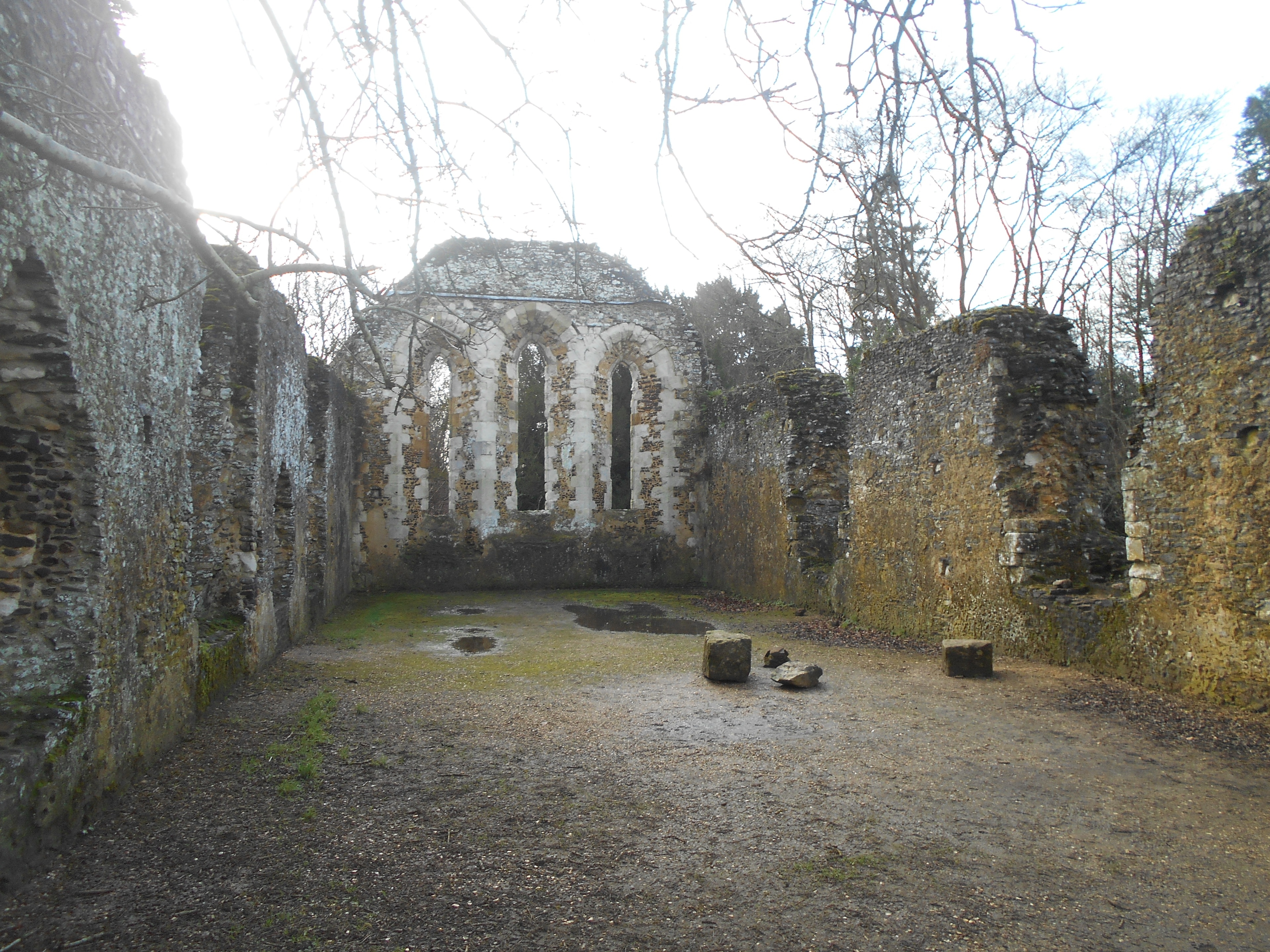 Ruins of Waverley Abbey, a Cistercian abbey founded in 1128 and dissolved in 1536 by King Henry VIII.