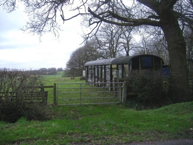 Farm storage at Scotland Hill Old railway vans utilised as sheds near Nables farm.