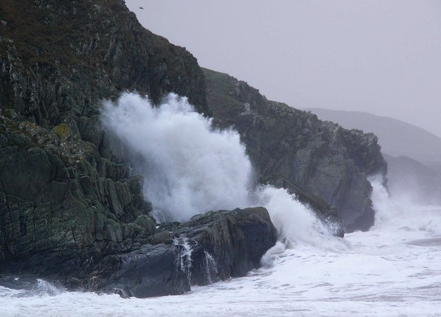 Back Bay - Blowhole A hole in the roof of a cave acts as a blowhole, seen at its best during winter storms.