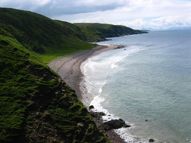 Seana Chamas Beach and cliffs. This photo was taken at 10:58am on 21st June, 2004, from halfway down the steep slopes leading down to the beach.