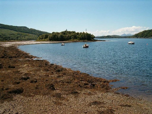 Eilean Mhartan on Loch Sween, Mid Argyll. The distant mountains are the Paps of Jura