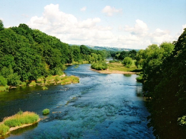 River Wye, Hay on Wye Looking downstream in the direction of Hereford.