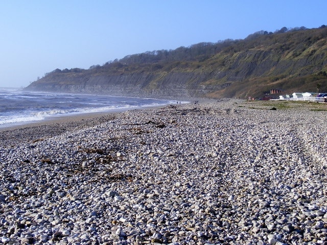 West of the Cobb at Lyme Regis Looking west from Pokers Pool beach.